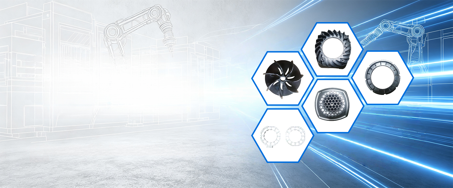 Blue technical equipment and plastic product banner